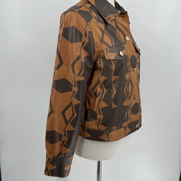 Insight New York Womens Geometric Vegan Leather Jacket Size 8 - Picture 7 of 10